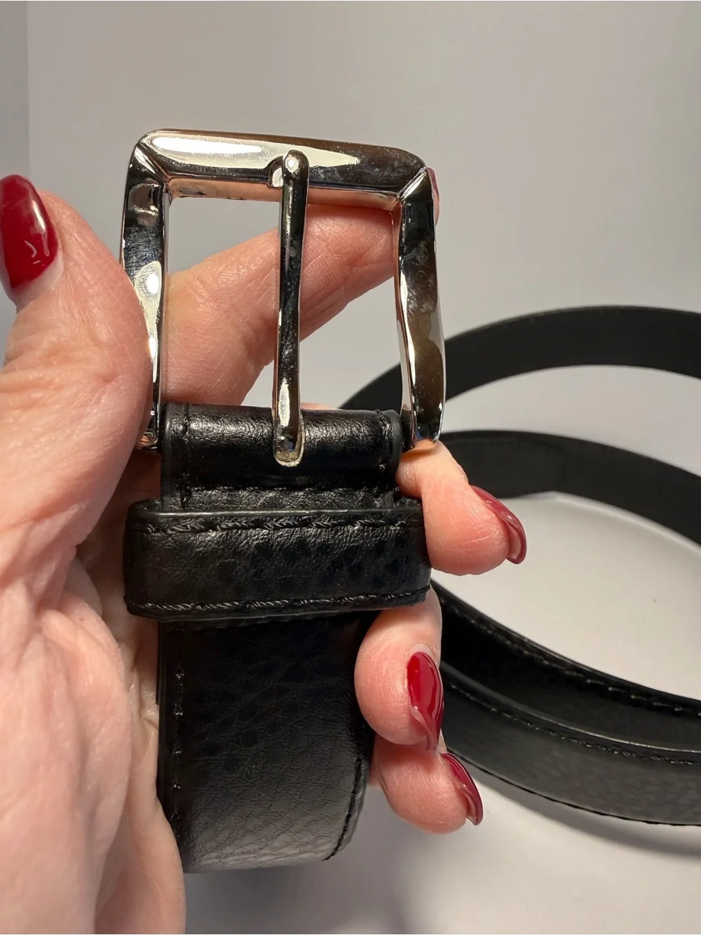 👔 Men's Black Pebble Grain Dress Belt - Size 54 Big & Tall